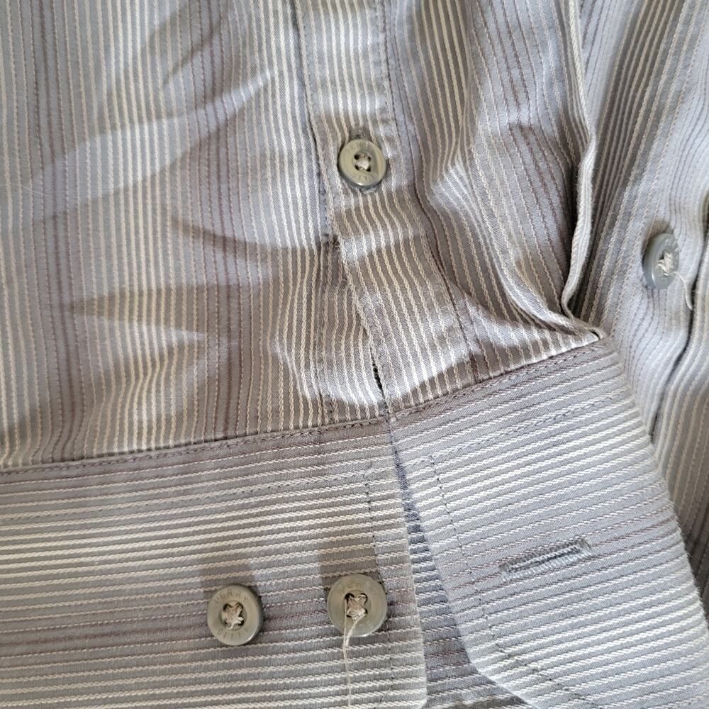 Perry Ellis Men Shirt Size XXL‎ Variegated Blues White Long Sleeve Front Button - Picture 6 of 10